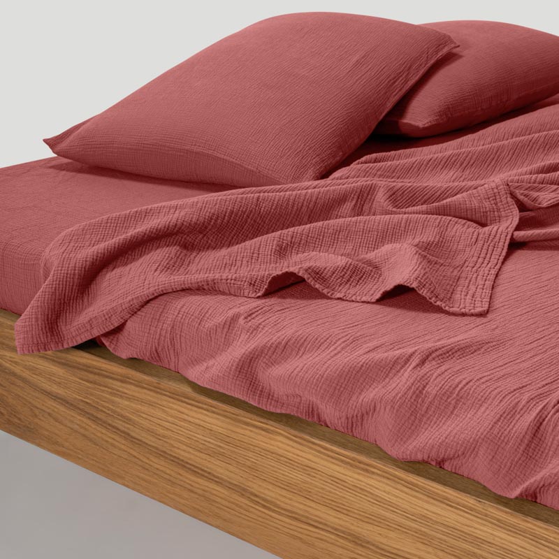 Flat Sheet - In Cotton Gauze 185G/M² - Brick Rose