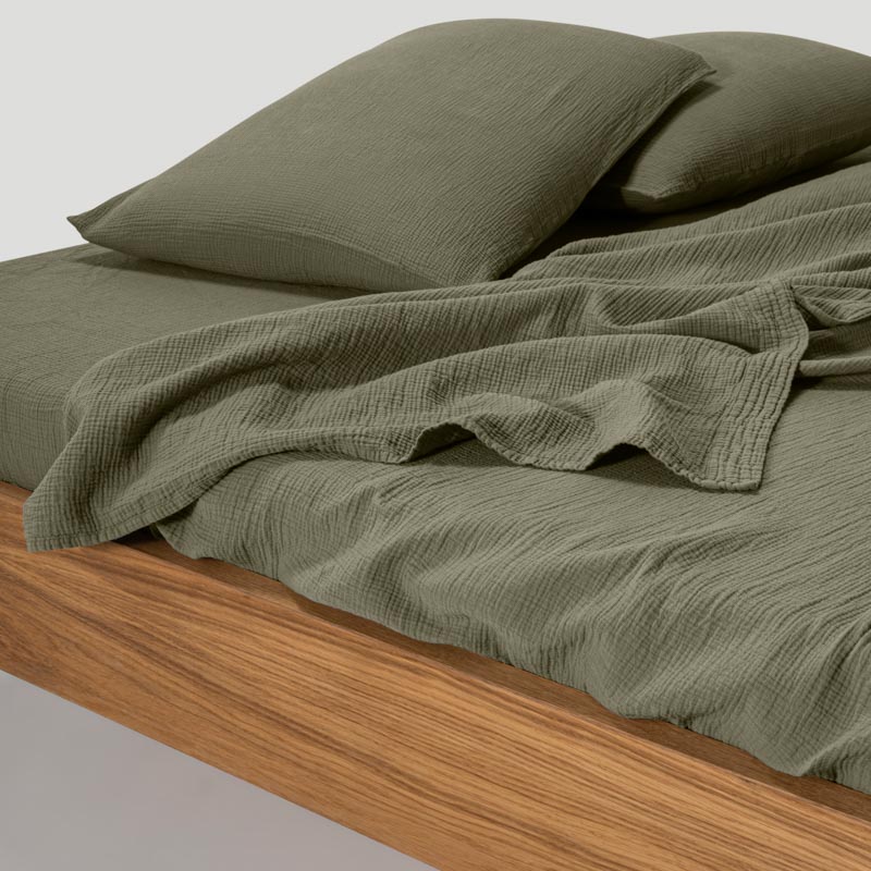 Flat Sheet - En Gaze De Coton - Vert Forêt