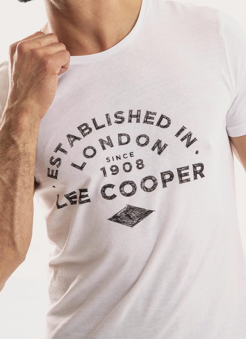 Lee Cooper - T-Shirt Drawn Printed - Blanc - Homme