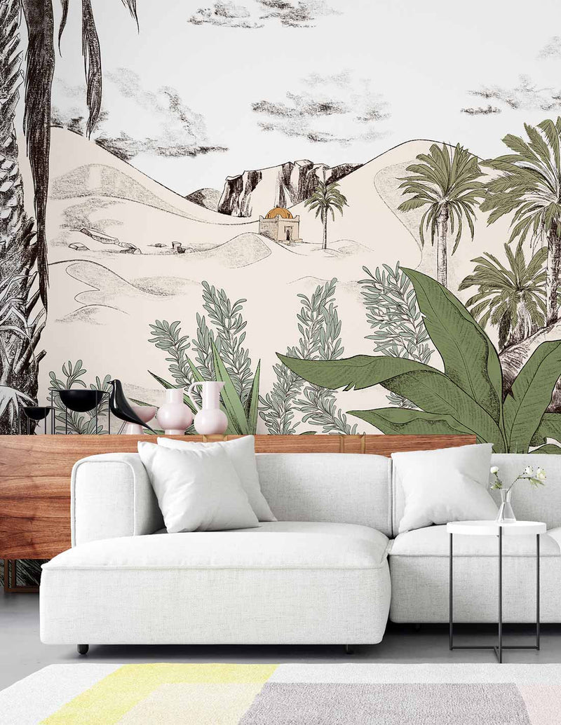 Fresque Dune - Vert Palmier