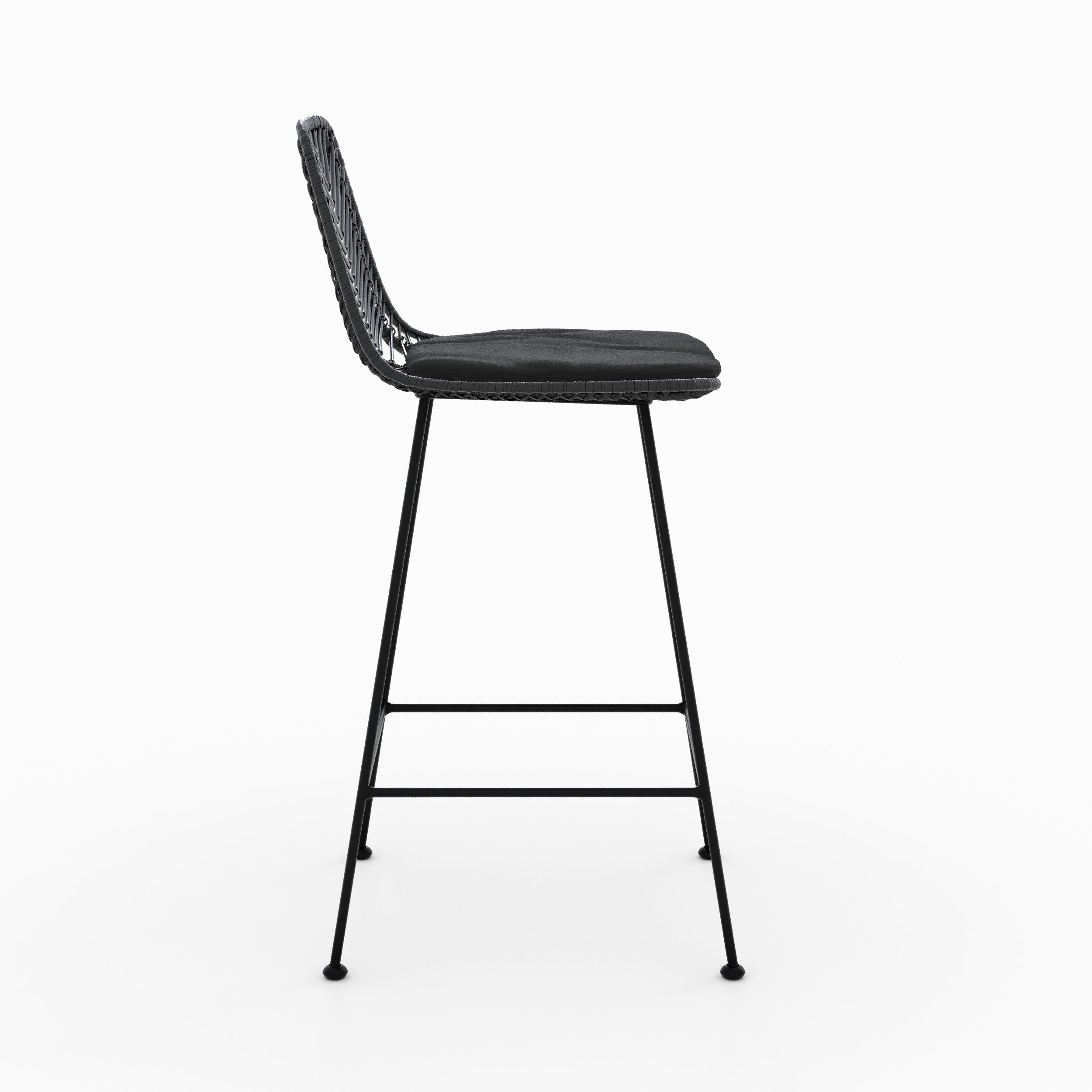 Tamara - Lot De 2 Chaises Pour Îlot Central En Rotin Noir