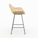 Lot de 2 chaises pour îlot central 66 cm Pops en rotin et tissu noir