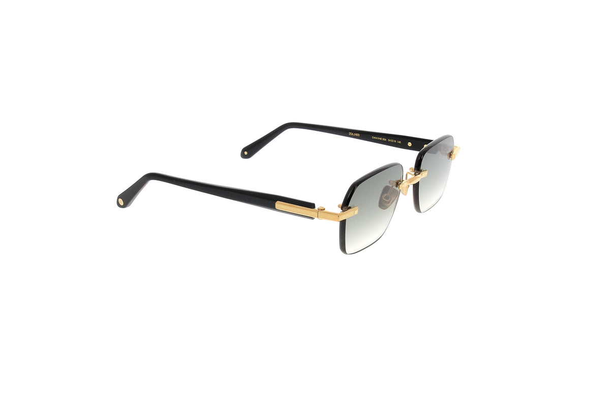 Luxury Eyewear – Solbriller - John Dalia, rektangulære sorte og guldfarvede solbriller, graduerede glas, set fra siden