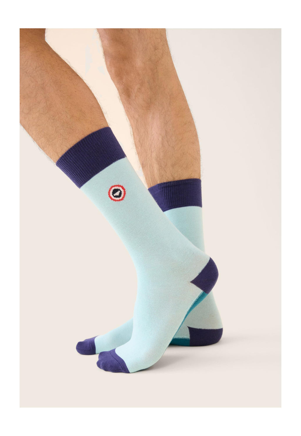Chaussettes Mi-Hautes Fantaisie Lucas Bloc - Indigo Bleu Canard Vert D'Eau