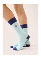 Chaussettes Mi-Hautes Fantaisie Lucas Bloc - Indigo Bleu Canard Vert D'Eau