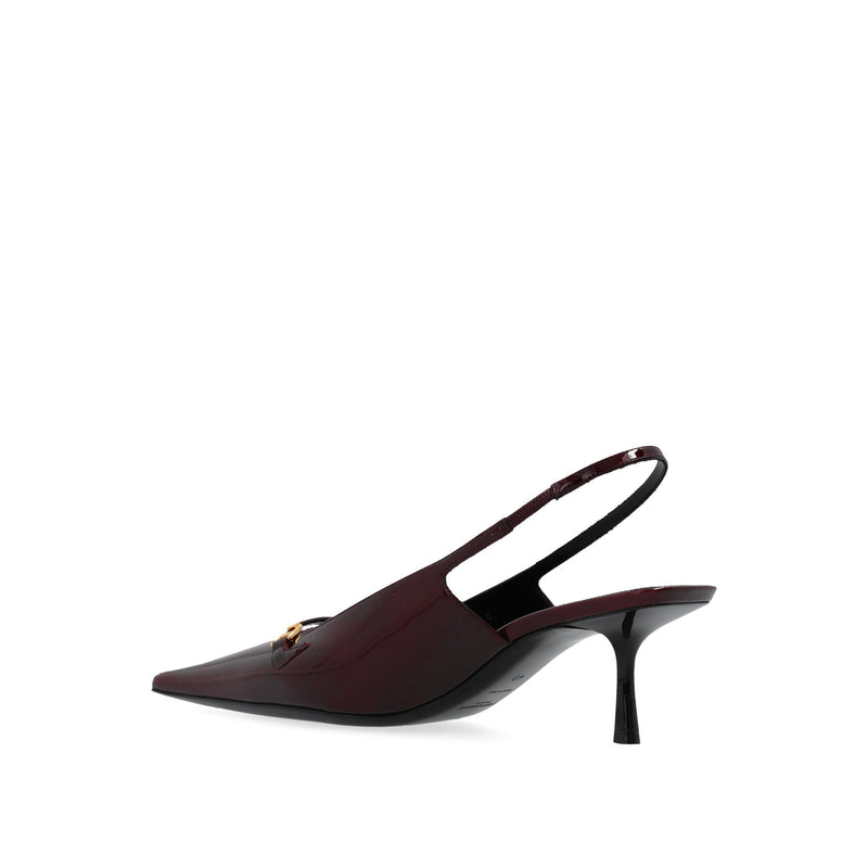 Escarpins - Saint Laurent 'Carine' Leather Slingback - Burgundy