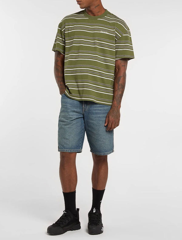 Camiseta de rayas bordada - jadeíta - hombre