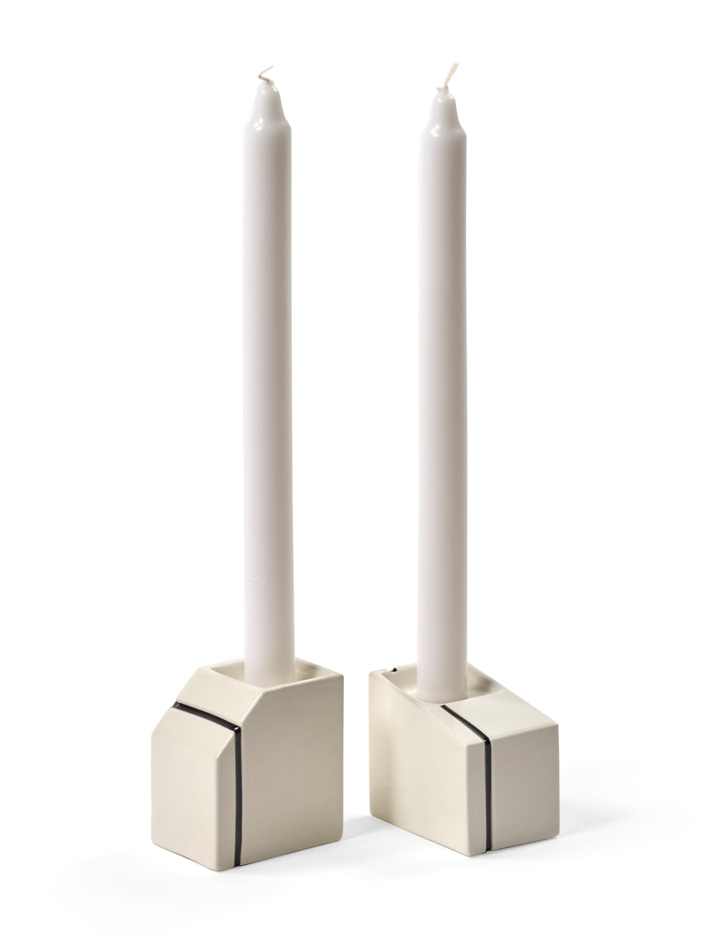 Accessories Silos - Assortiment De 2 Bougeoirs - Porcelaine - Blanc