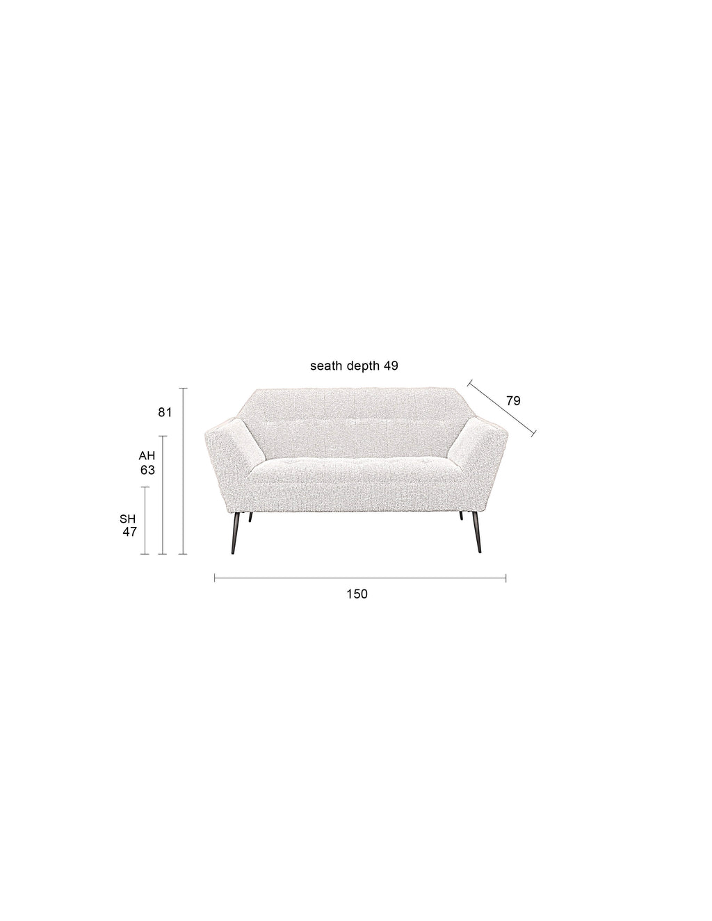 Kate Bouclé - 2-Seater Sofa - Fabric - Beige
