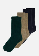 Lot De 3 Chaussettes Mi-Hautes En Mohair - Chaussettes Sapin Camel Marine