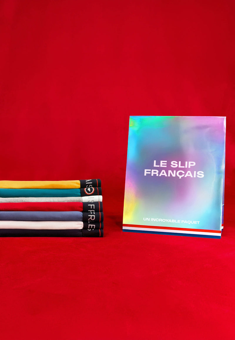 Lot De 7 Boxers En Coton - Boxers Moutarde Vert Sapin Gris Chiné Rouge Cerise Bleu Jean Marine Blanc