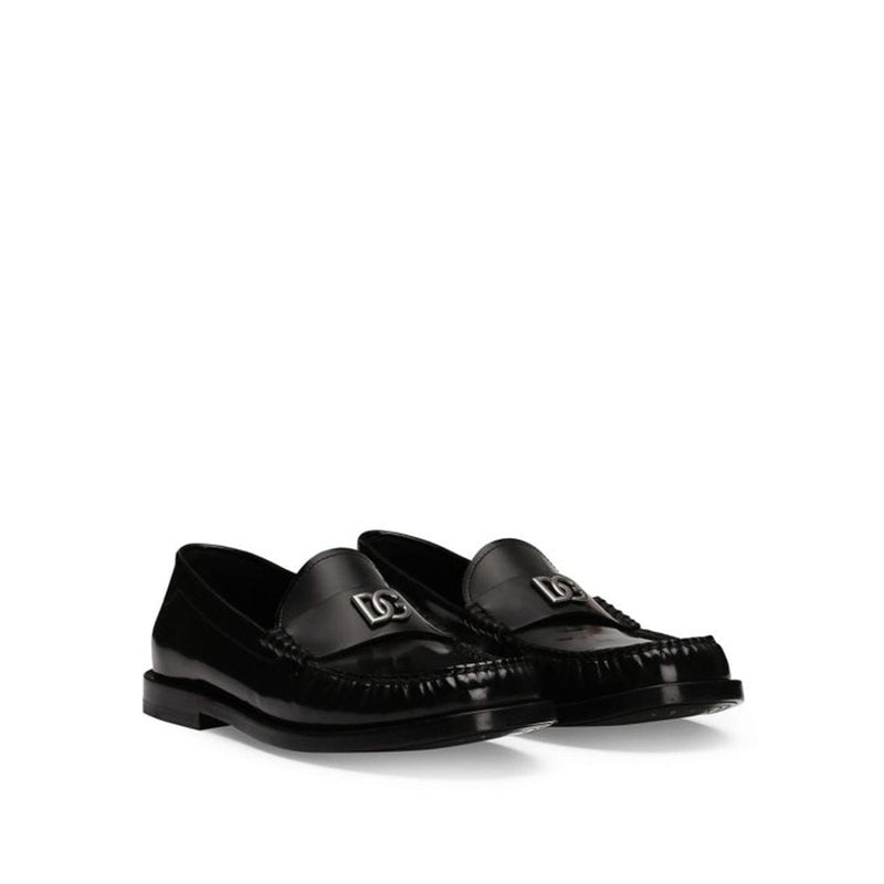 Mocassins - Dolce & Gabbana Leather Logo - Black
