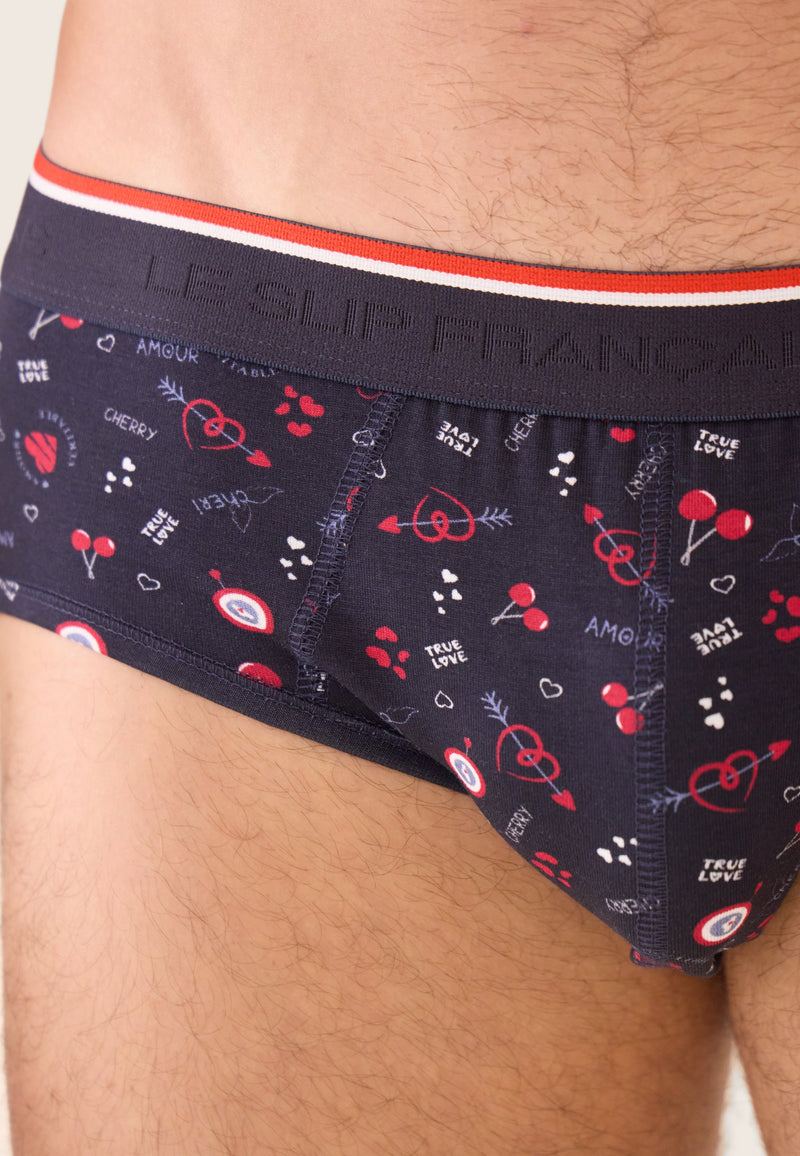 Slip Bleu Marine À Motif Cerises En Coton - Terrible Cherry Marine