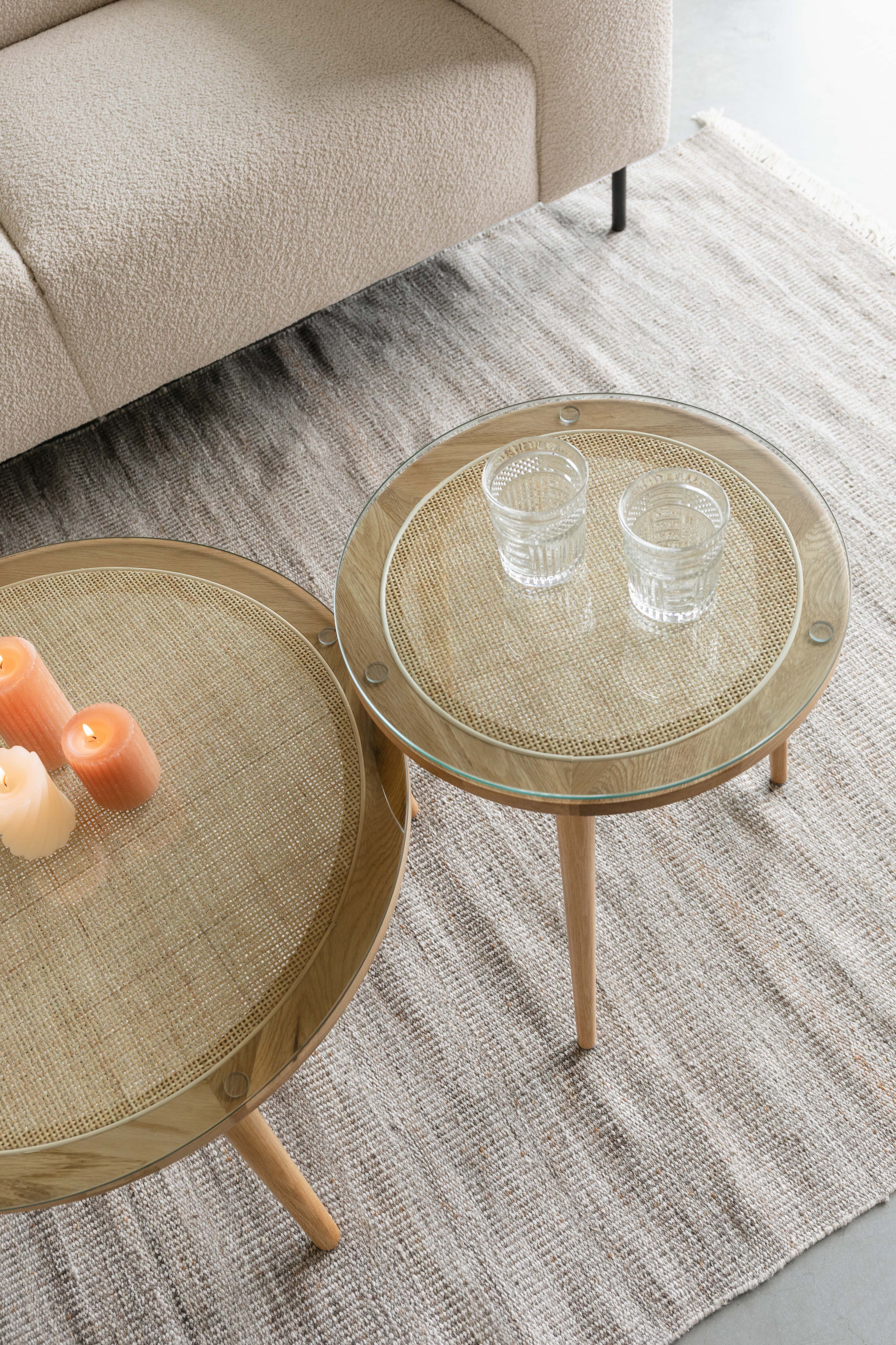 Haru Ronde - Coffee Table - Glass - Beige