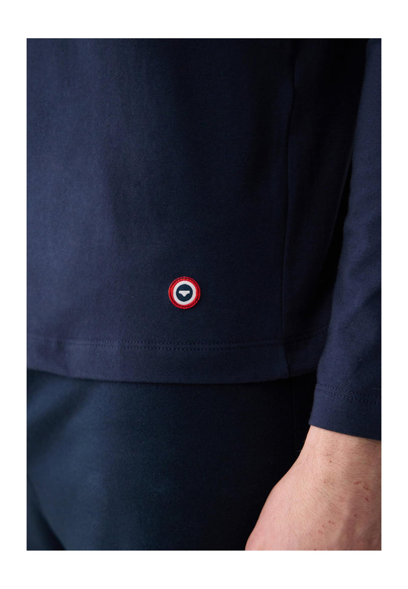 Ensemble Pyjama Haut Et Pantalon Bleu Marine En Coton - Pyjama Haut Manches Longues Superbe Et Bas De Pyjama Long Indomptable Marine