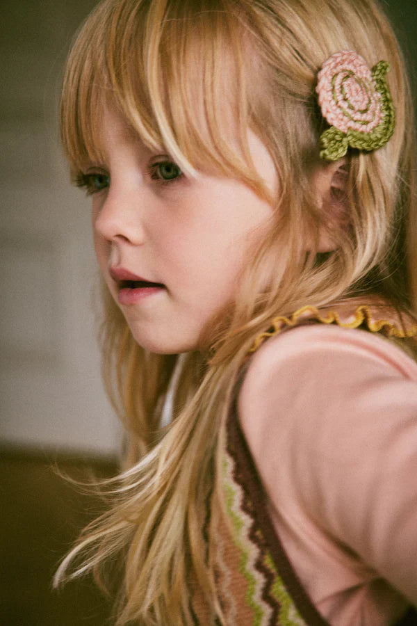 Duo of Snail faded pink barrettes - Misha & Puff selection available on www.amaetc.com, eco-friendly concept store for children