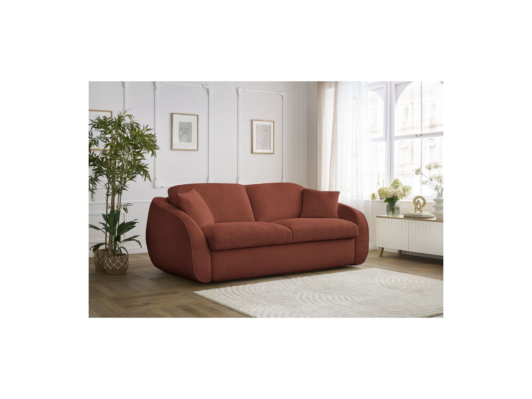 Cezanne - Straight Sofa Bed with Express Opening - Bouclé Fabric