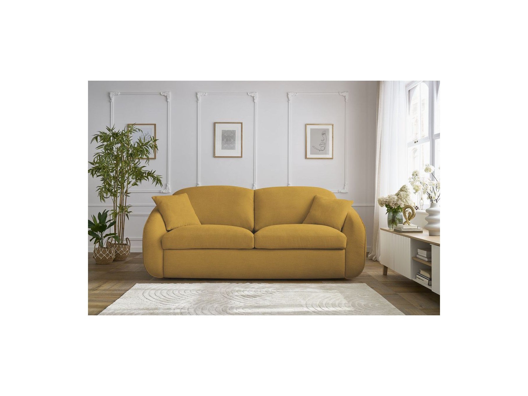Cezanne Straight Sofa Bed with Express Opening and Smooth Fabric