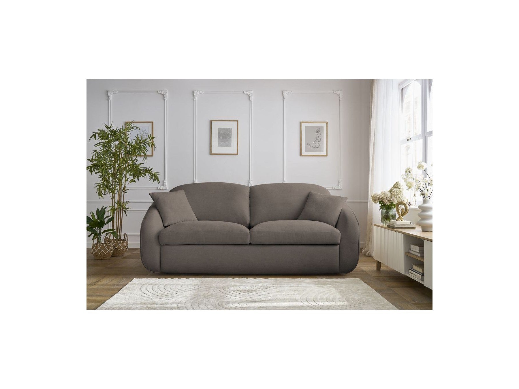 Cezanne Straight Sofa Bed with Express Opening and Smooth Fabric