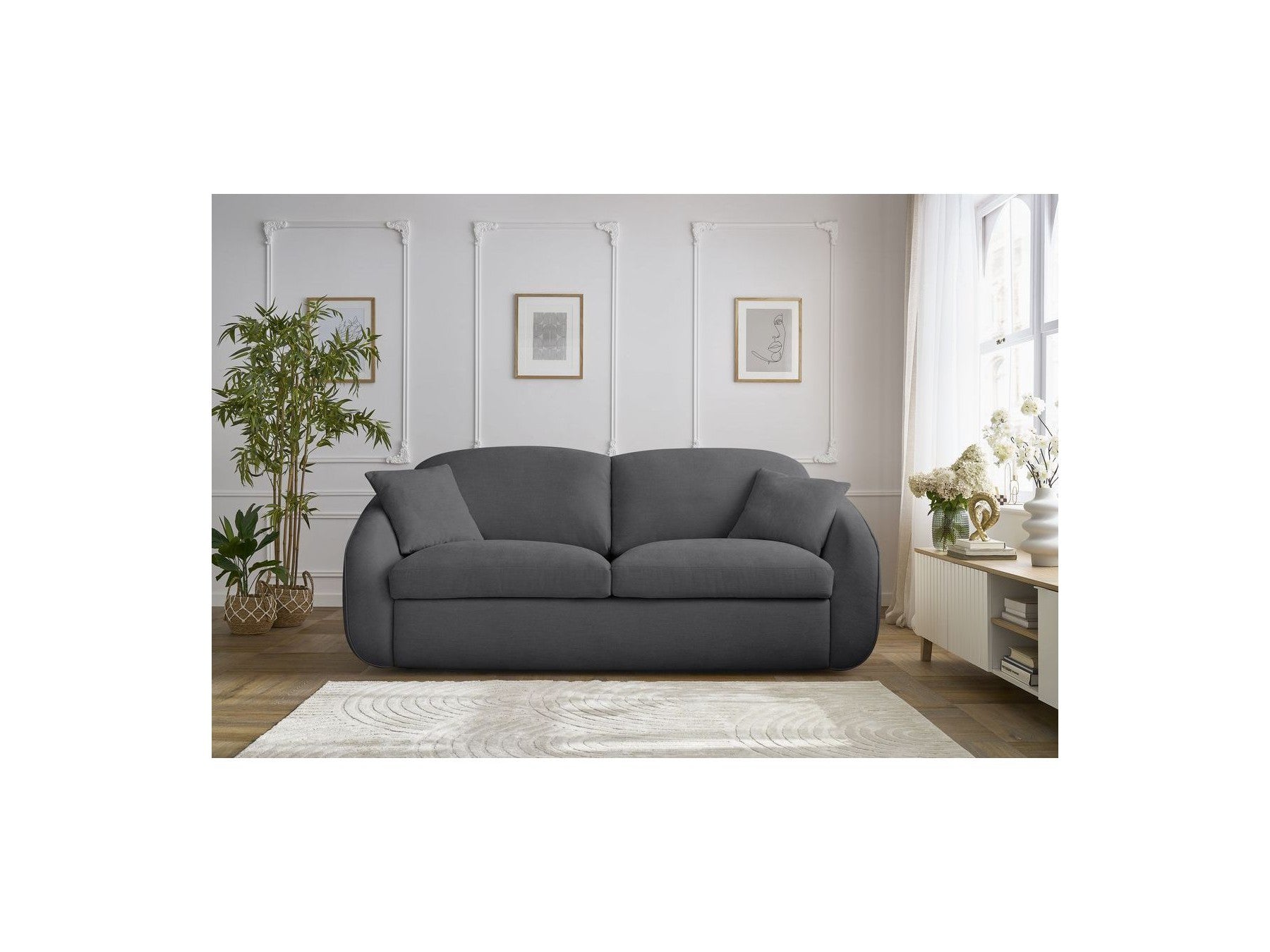 Cezanne Straight Sofa Bed with Express Opening and Smooth Fabric