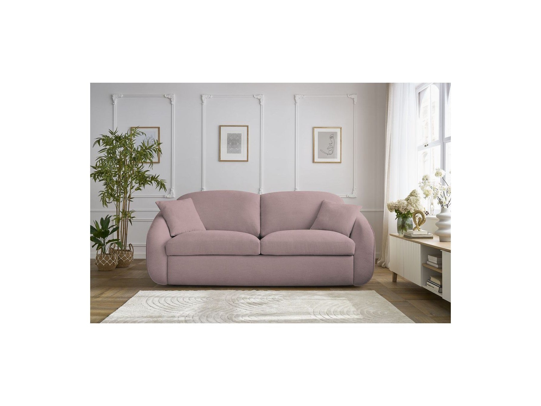 Cezanne Straight Sofa Bed with Express Opening and Smooth Fabric