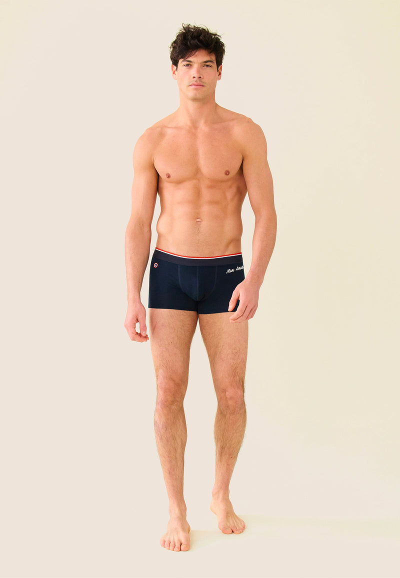 Boxer Bleu Marine En Coton - Marius Bleu Amour