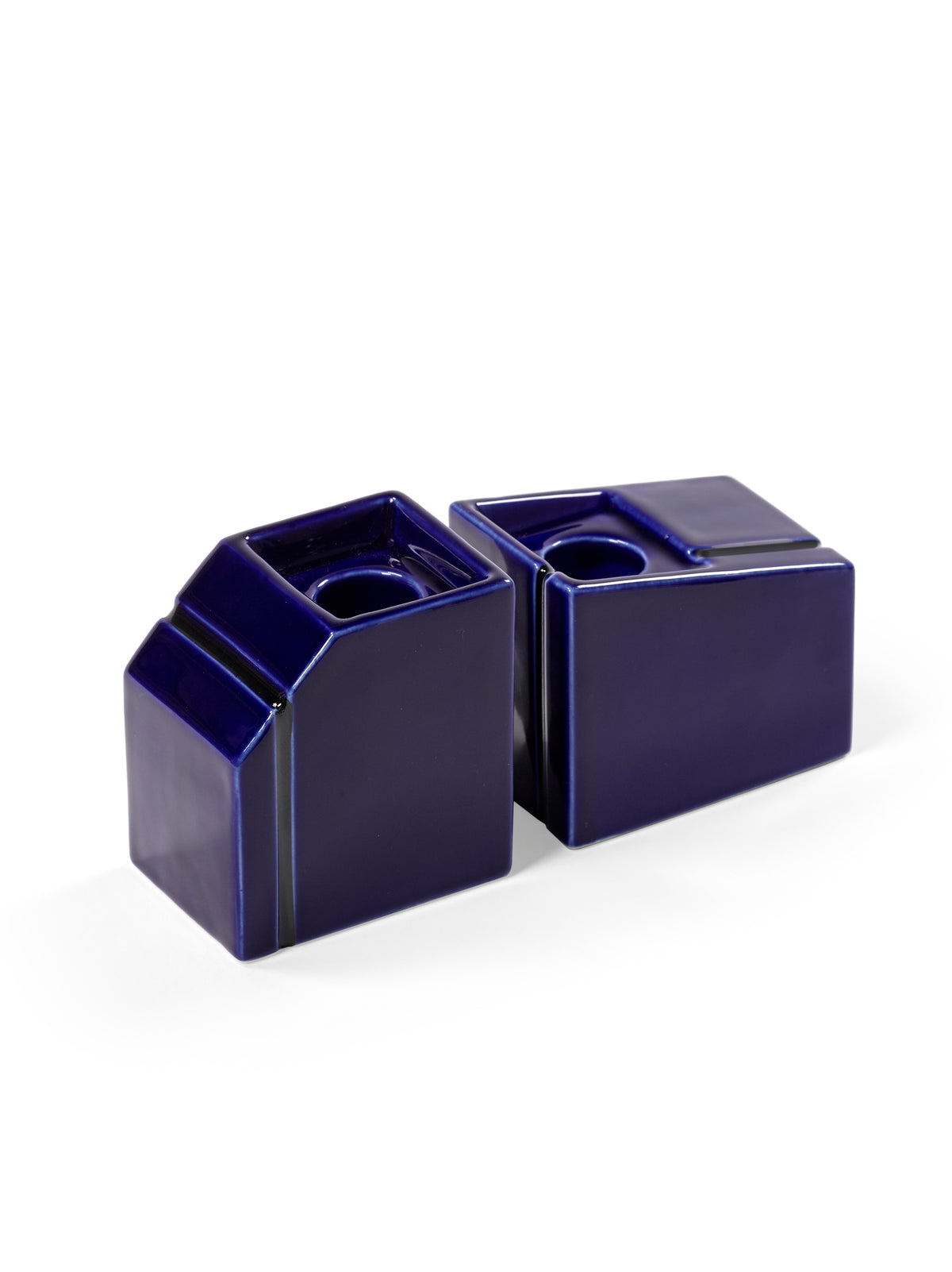 Accessories Silos - Assortiment De 2 Bougeoirs - Porcelaine - Bleu
