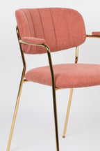 Jolien - Dining Room Armchair - Fabric - Gold/Pink