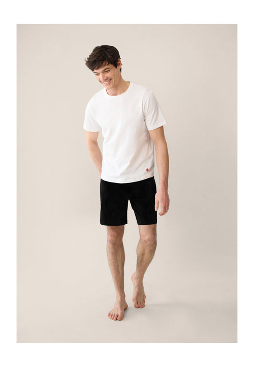 Ensemble Pyjama Haut Et Short En Coton - Noir Et Blanc