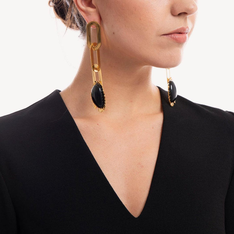 Marni - Chain Amoeba earrings - Black - Woman