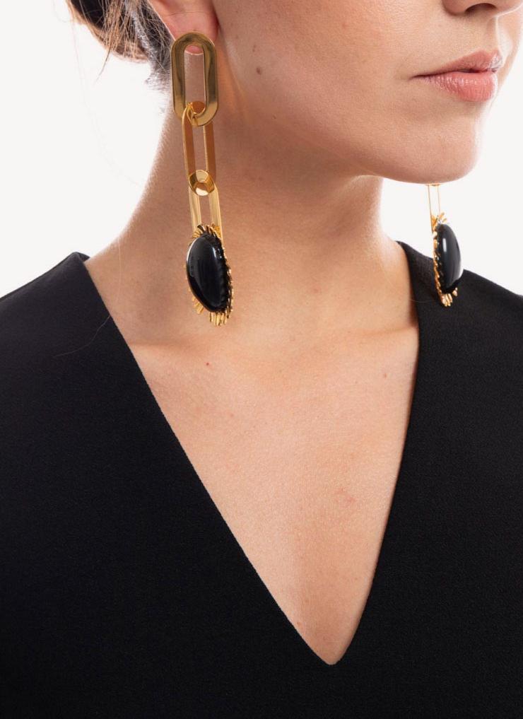 Marni - Boucles D'Orelles Chain Amoeba - Black - Femme