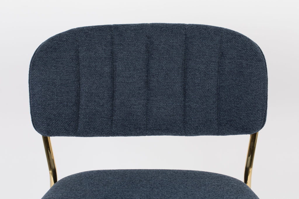 Jolien - Bar & Counter Stool - Fabric - Gold/Dark Blue