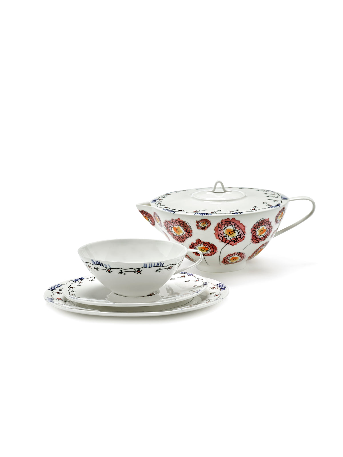 Midnight Flowers - Lot De 2 Tasses À Thé - Porcelaine Bone China - Anemone Milk