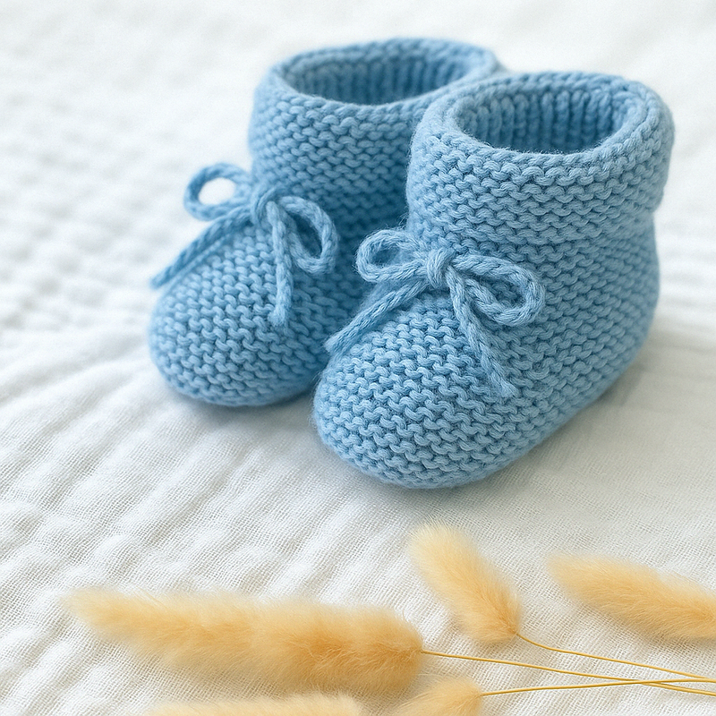 Les Choupinets Bleu - Cloud Blue - Newborn Booties