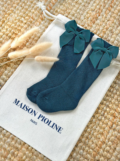 Les Petits Noeuds - Chaussettes Hautes - Vert Avocat