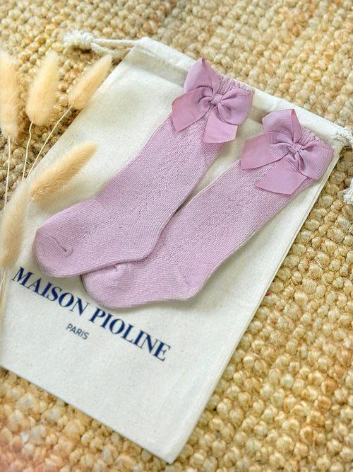 Les Petits Noeuds - Chaussettes Hautes - Rose Perle