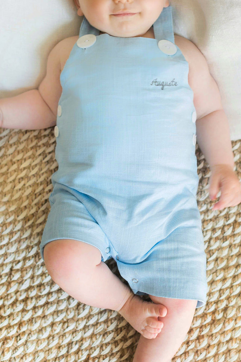The Favorite - Linen Overalls - Sky Blue
