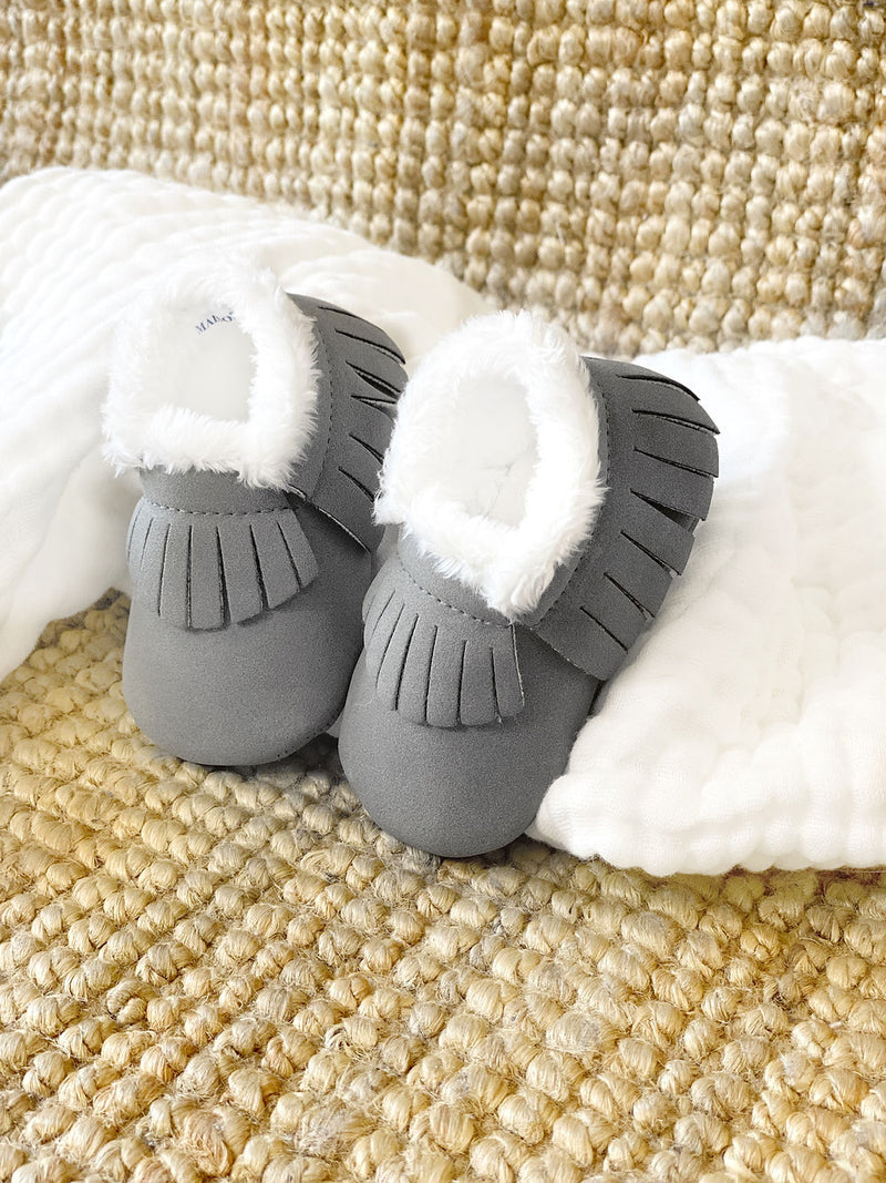 Furry Slippers - Gray Color