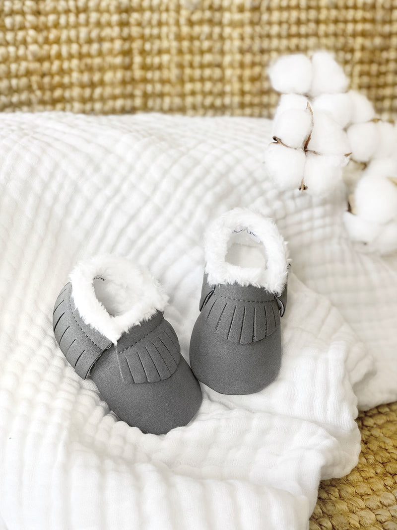 Furry Slippers - Gray Color