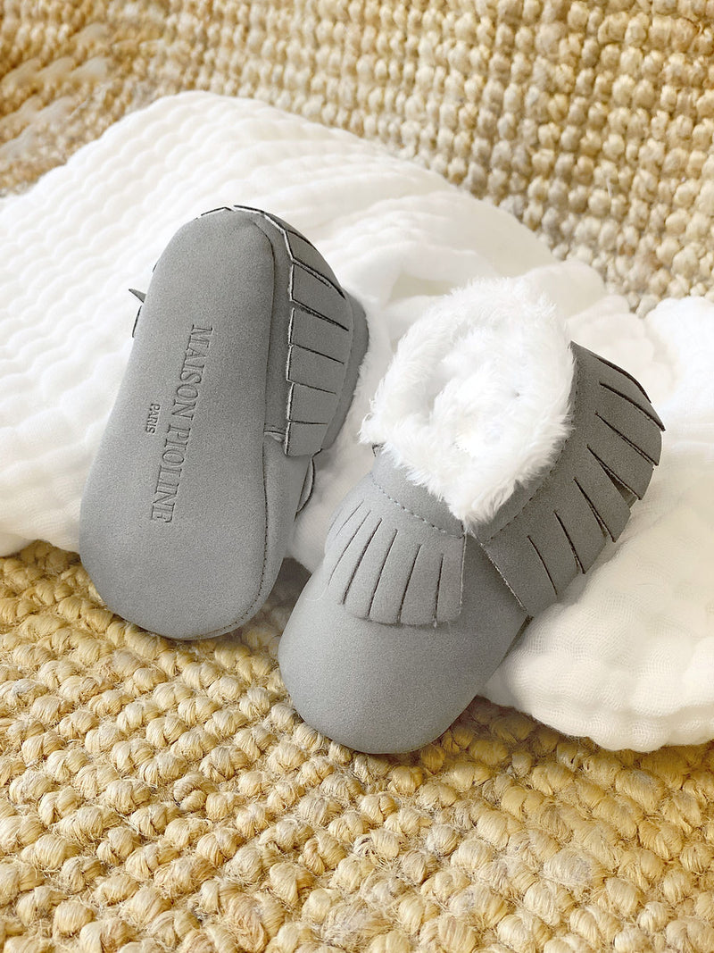 Furry Slippers - Gray Color