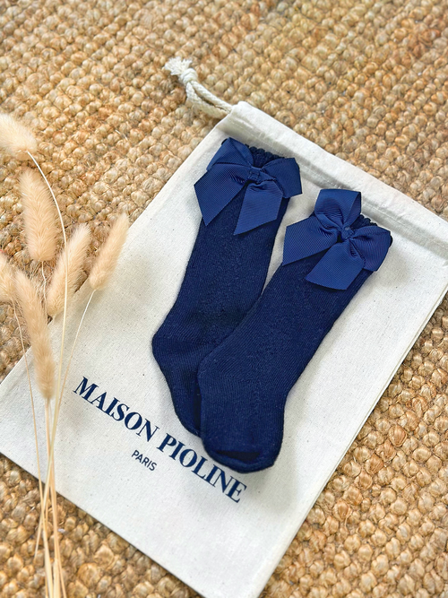 Les Petits Noeuds - Chaussettes Hautes - Bleu Nuit