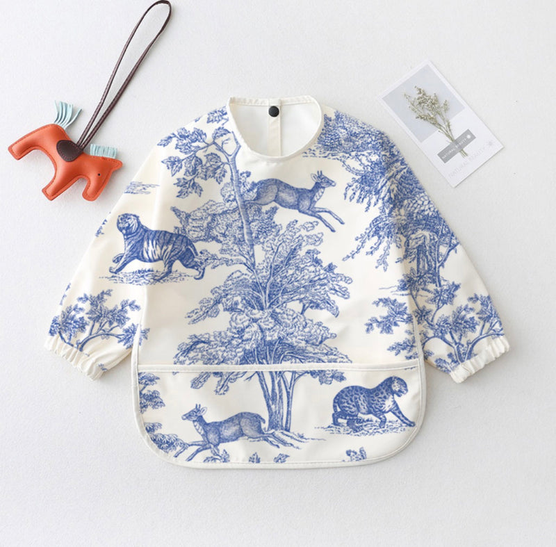 "L'Amore" Apron-Bib - Blue - Toile De Jouy Inspiration