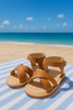 Sandals - Grained Leather - Camel