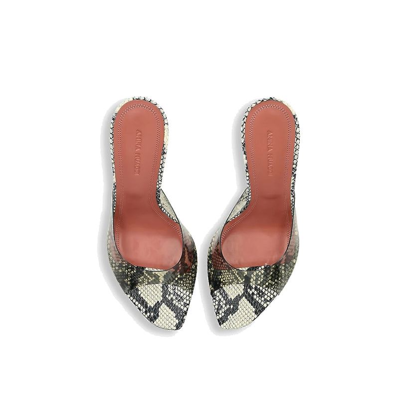 Sandales - Amina Muaddi Alexa Glass 95 Snake - Green