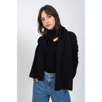 Apolline Black Scarf, English Rib, 100% Cashmere, 4-Ply - Accessory