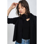 Apolline Black Scarf, English Rib, 100% Cashmere, 4-Ply - Accessory