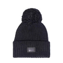 Bufanda de punto con pompón y gorro de canalé grueso - Negro - Unisex