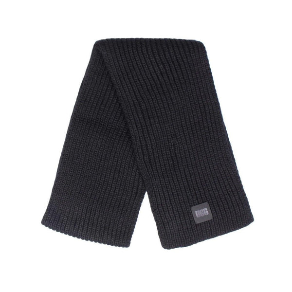 Bufanda de punto con pompón y gorro de canalé grueso - Negro - Unisex