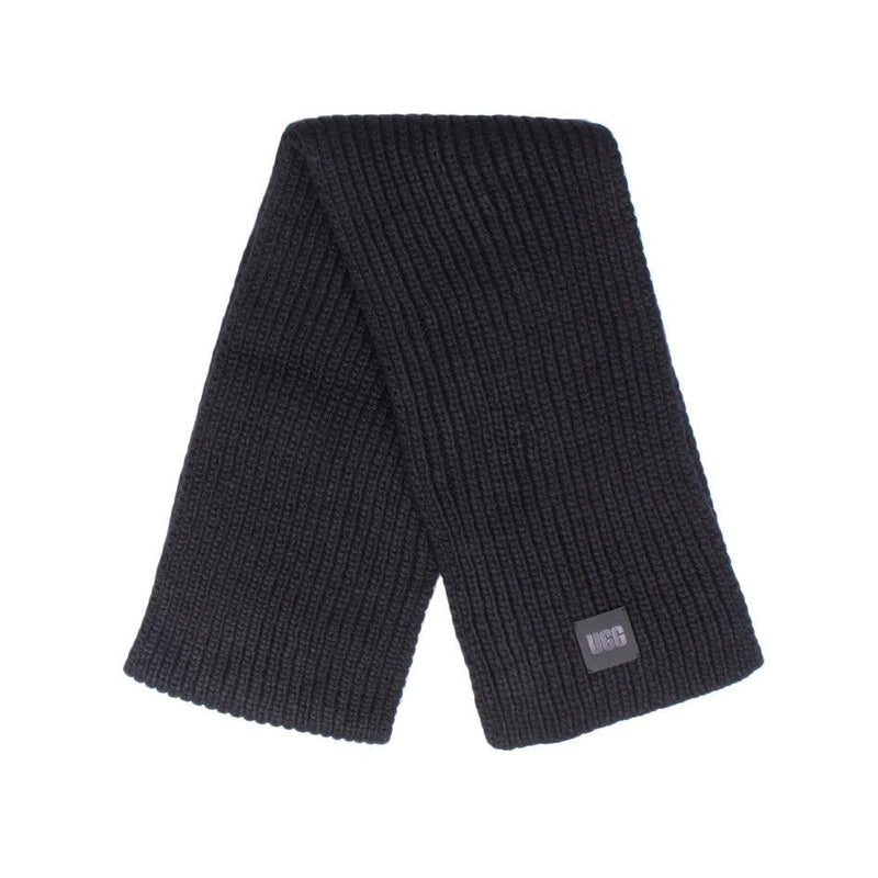 Bufanda de punto con pompón y gorro de canalé grueso - Negro - Unisex