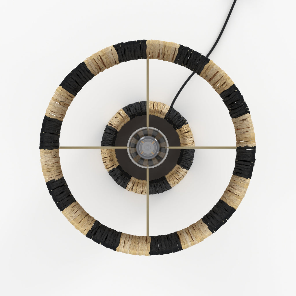 Soléa - Black Striped Palm Leaf Lamp